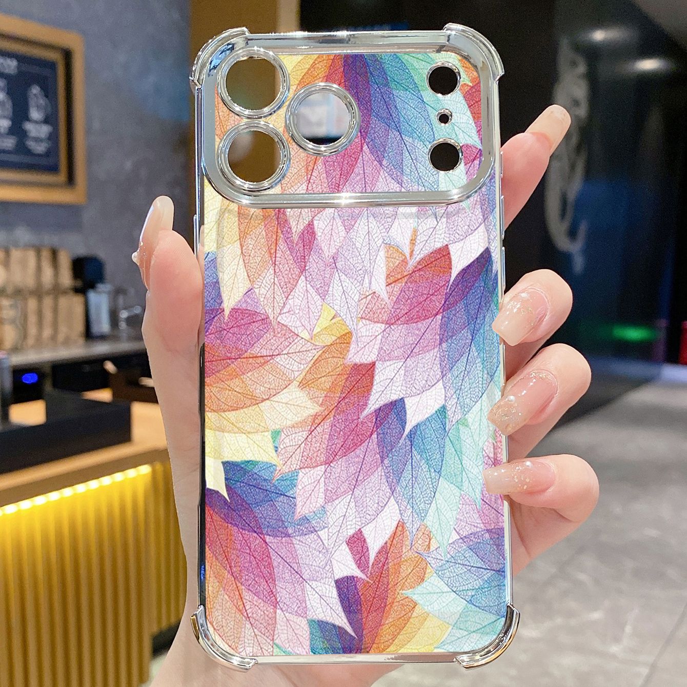 for iPhone 17 Pro Max 16 15 14 Plus Plating Phone Case Shockproof Cover Luxury Leaves