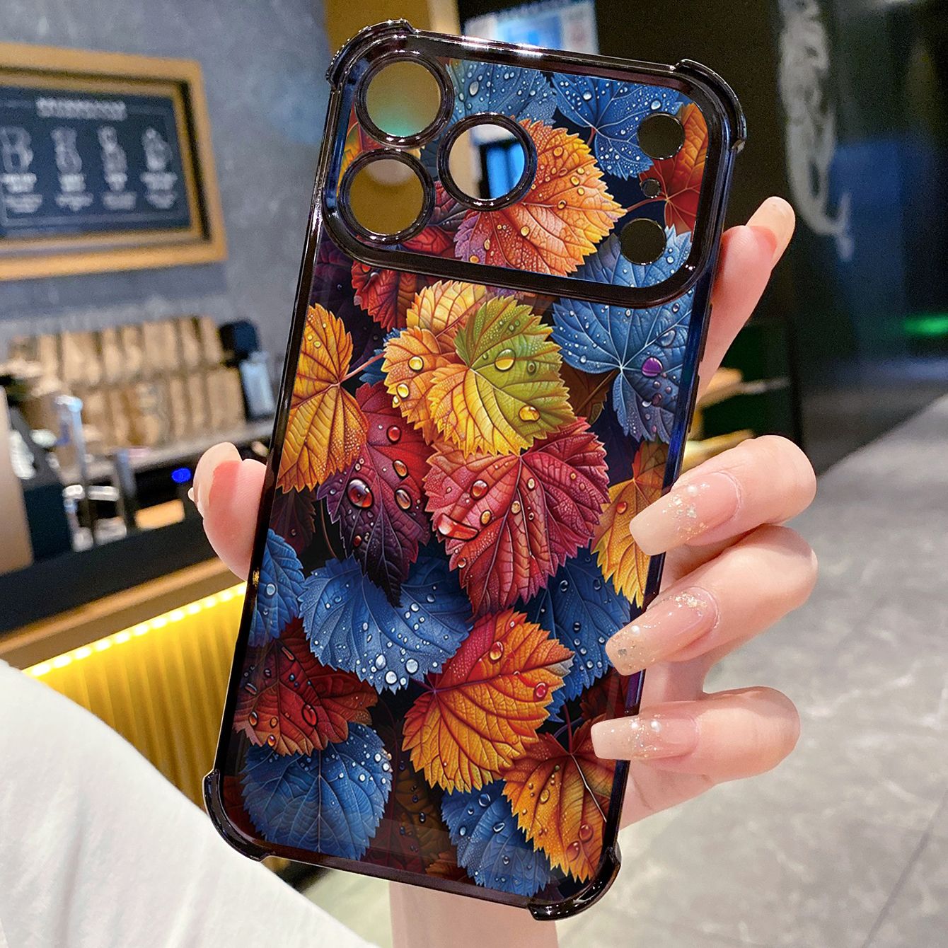 for iPhone 17 Pro Max 16 15 14 Plus Plating Phone Case Shockproof Cover Luxury Leaves