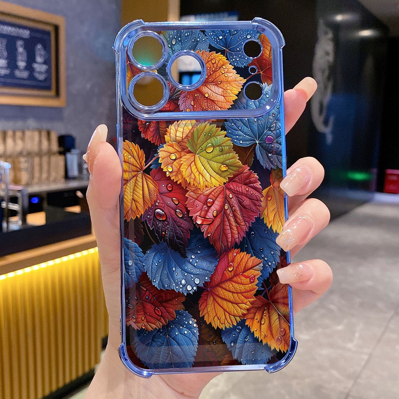 for iPhone 17 Pro Max 16 15 14 Plus Plating Phone Case Shockproof Cover Luxury Leaves