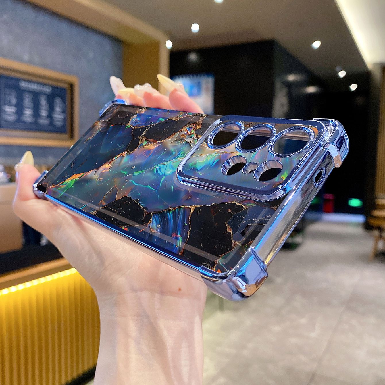 for Samsung Galaxy S26 Ultra S25 Edge S24 Plus A55 Plating Phone Case Shockproof Cover Luxury Gradient Marble