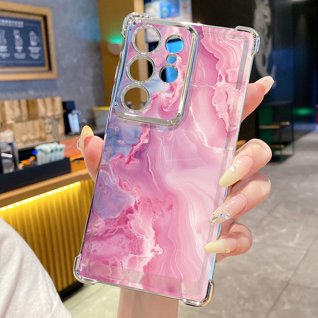for Samsung Galaxy S26 Ultra S25 Edge S24 Plus A55 Plating Phone Case Shockproof Cover Luxury Gradient Marble