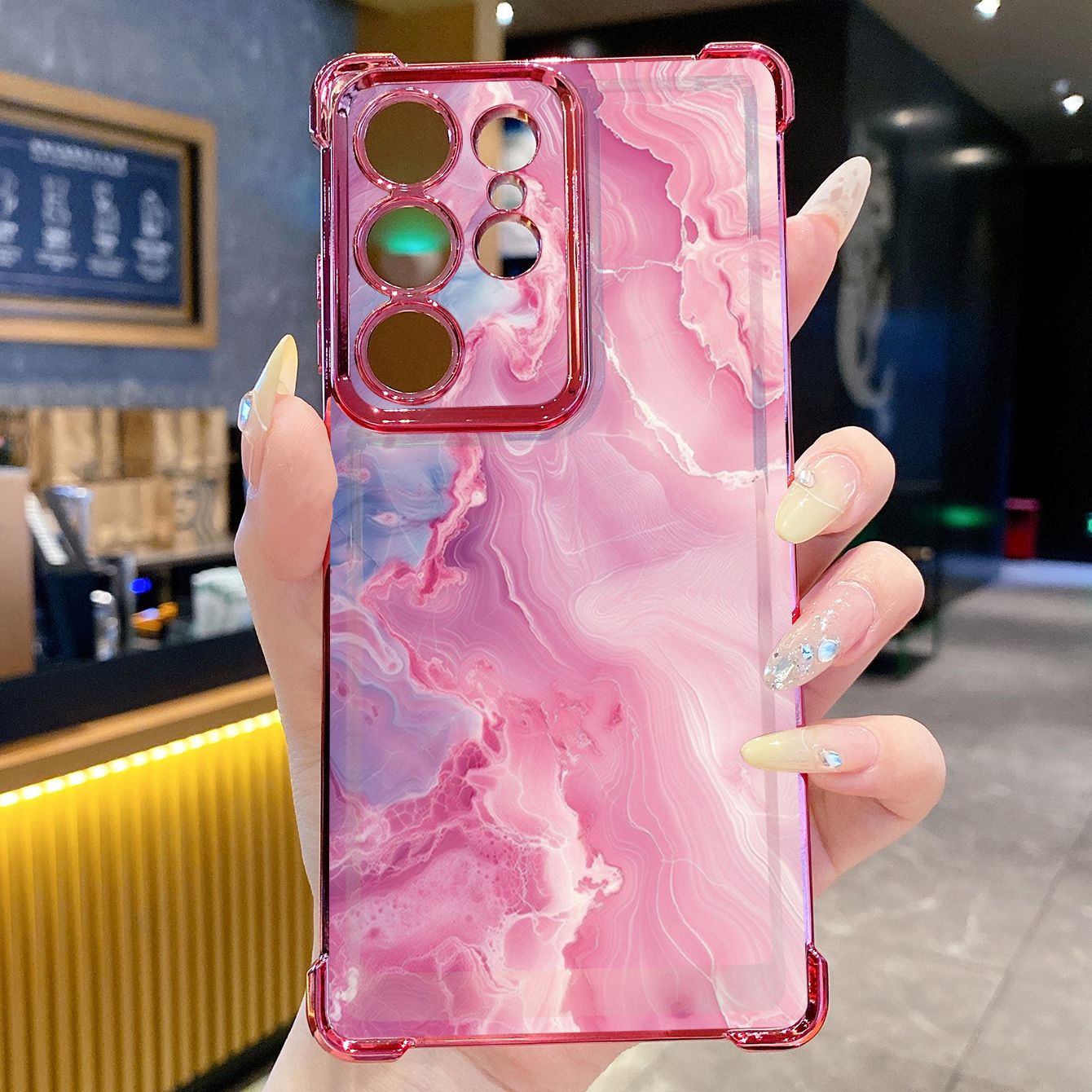 for Samsung Galaxy S26 Ultra S25 Edge S24 Plus A55 Plating Phone Case Shockproof Cover Luxury Gradient Marble