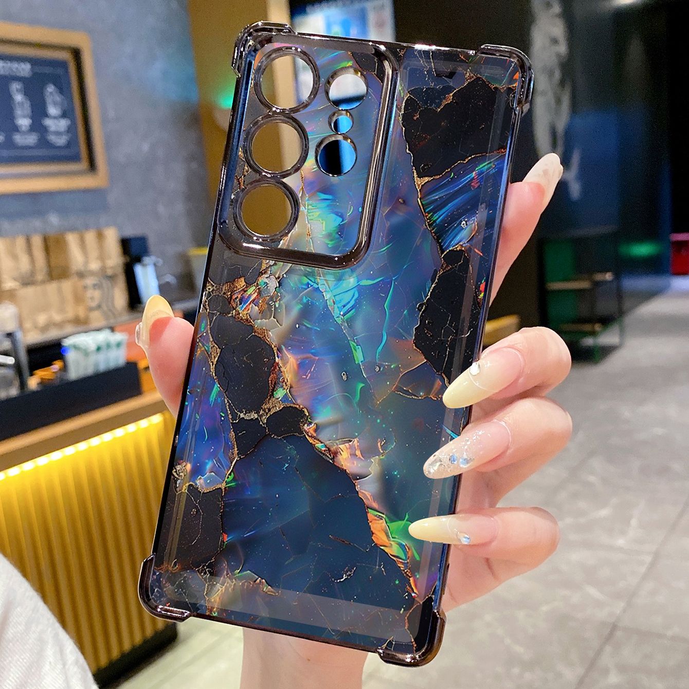 for Samsung Galaxy S26 Ultra S25 Edge S24 Plus A55 Plating Phone Case Shockproof Cover Luxury Gradient Marble