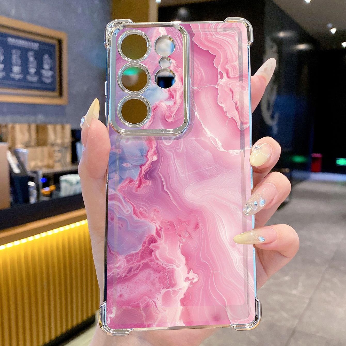 for Samsung Galaxy S26 Ultra S25 Edge S24 Plus A55 Plating Phone Case Shockproof Cover Luxury Gradient Marble
