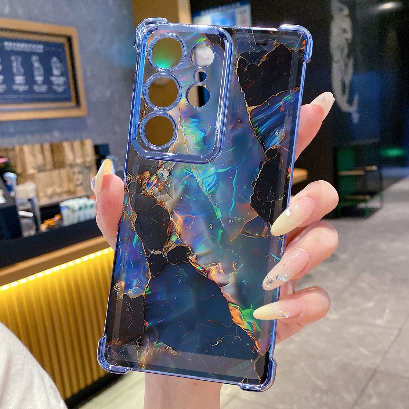 for Samsung Galaxy S26 Ultra S25 Edge S24 Plus A55 Plating Phone Case Shockproof Cover Luxury Gradient Marble
