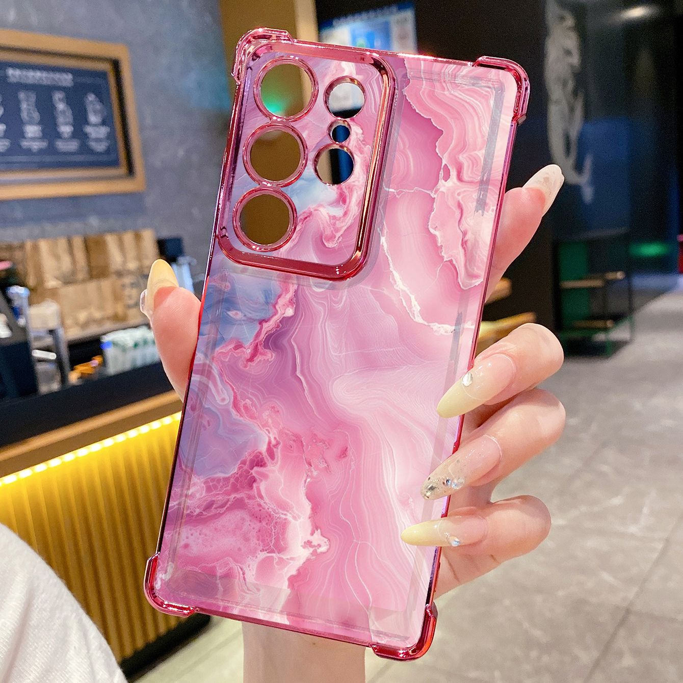 for Samsung Galaxy S26 Ultra S25 Edge S24 Plus A55 Plating Phone Case Shockproof Cover Luxury Gradient Marble