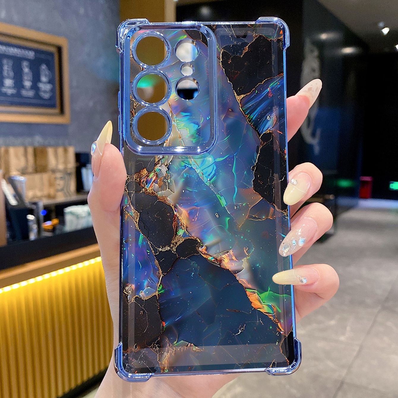 for Samsung Galaxy S26 Ultra S25 Edge S24 Plus A55 Plating Phone Case Shockproof Cover Luxury Gradient Marble