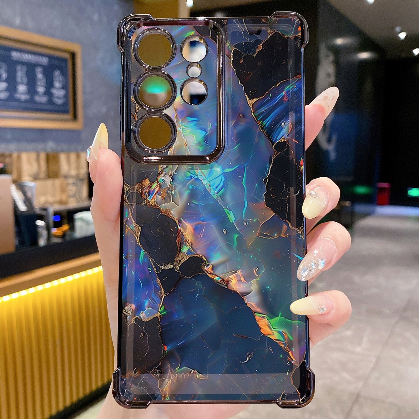 for Samsung Galaxy S26 Ultra S25 Edge S24 Plus A55 Plating Phone Case Shockproof Cover Luxury Gradient Marble