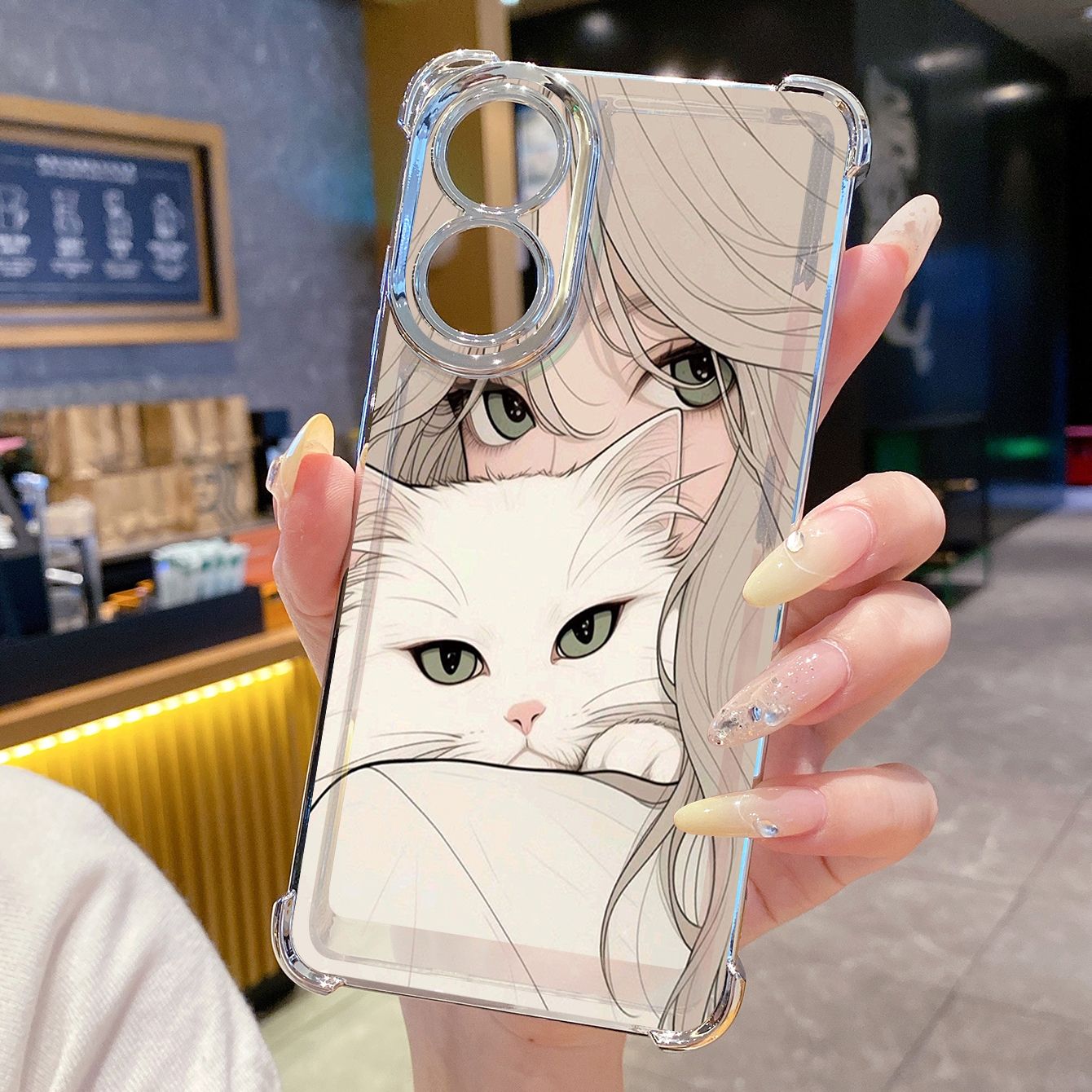 for OPPO A38 A5 Pro Realme C63 C51 C75 VIVO Plating Phone Case Shockproof Cover Butterfly Girl Cat