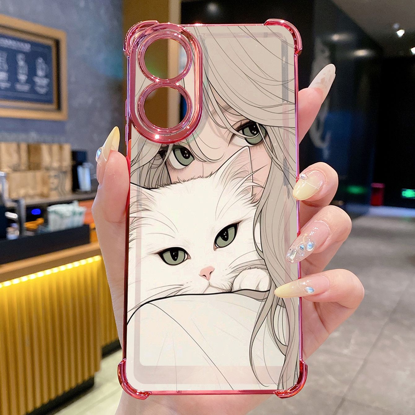 for OPPO A38 A5 Pro Realme C63 C51 C75 VIVO Plating Phone Case Shockproof Cover Butterfly Girl Cat