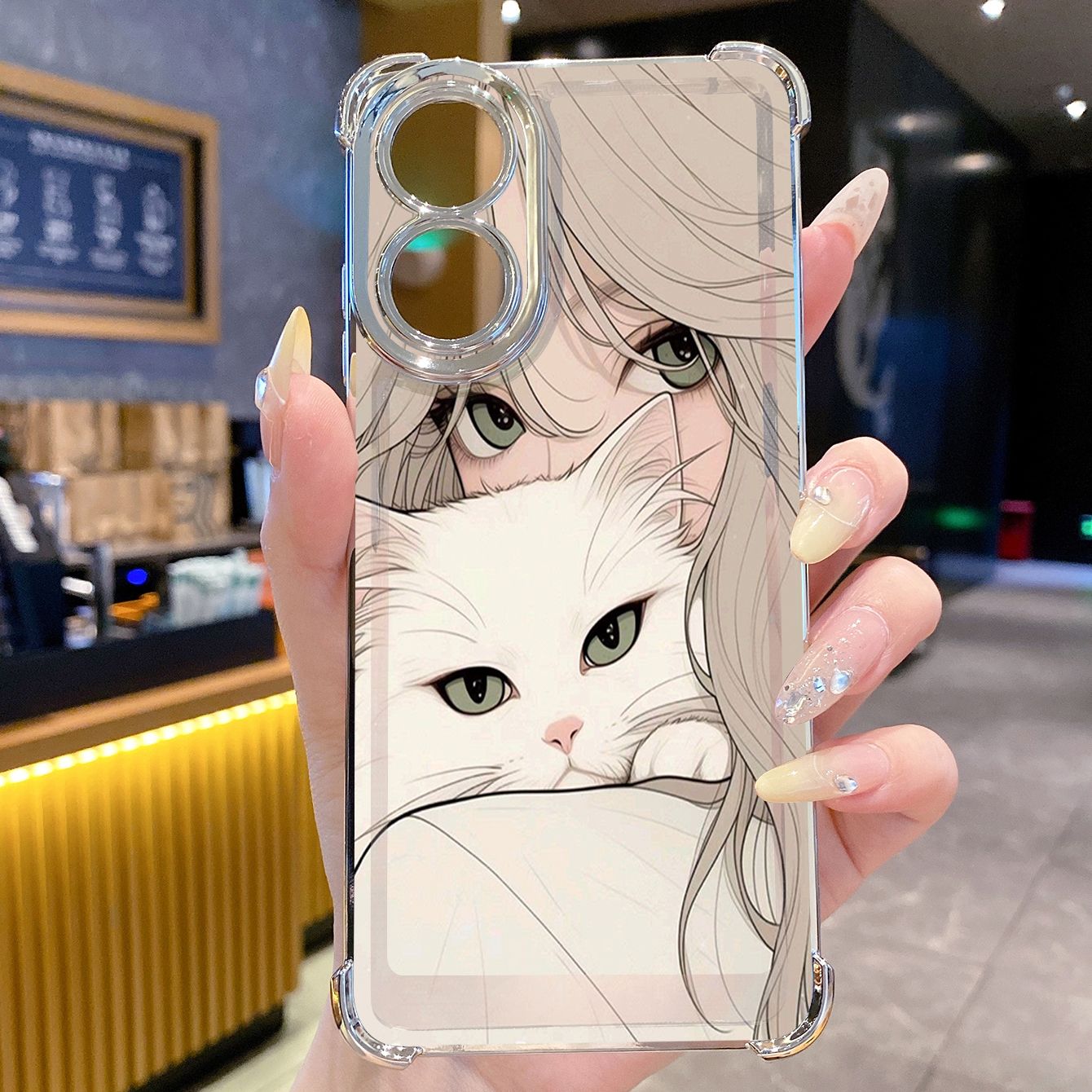 for OPPO A38 A5 Pro Realme C63 C51 C75 VIVO Plating Phone Case Shockproof Cover Butterfly Girl Cat