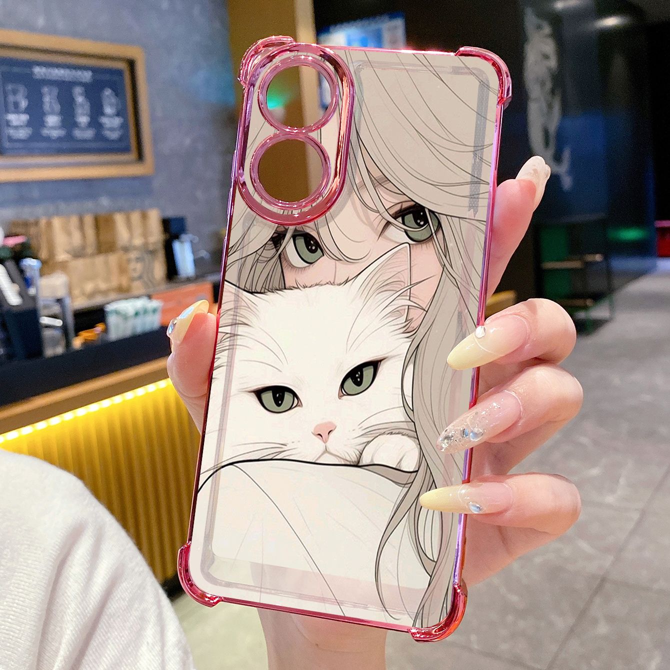 for OPPO A38 A5 Pro Realme C63 C51 C75 VIVO Plating Phone Case Shockproof Cover Butterfly Girl Cat
