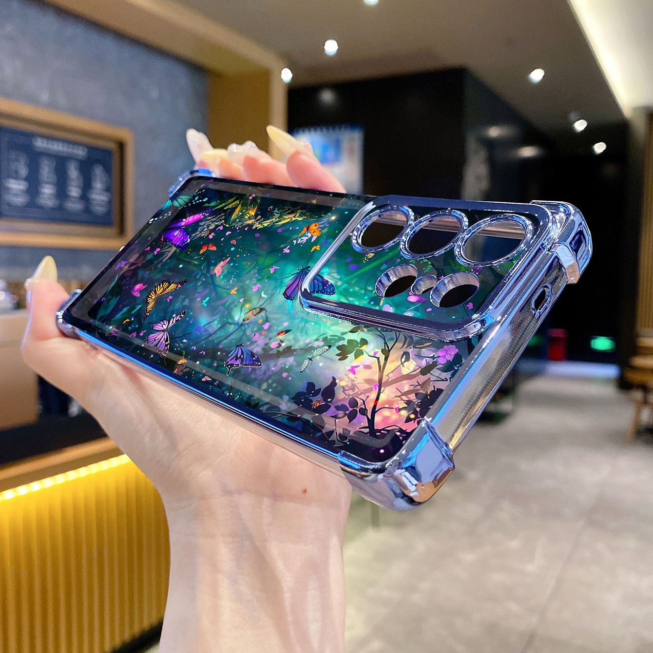 for Samsung Galaxy S26 Ultra S25 Edge S24 Plus A55 Plating Phone Case Shockproof Cover Butterfly Flower