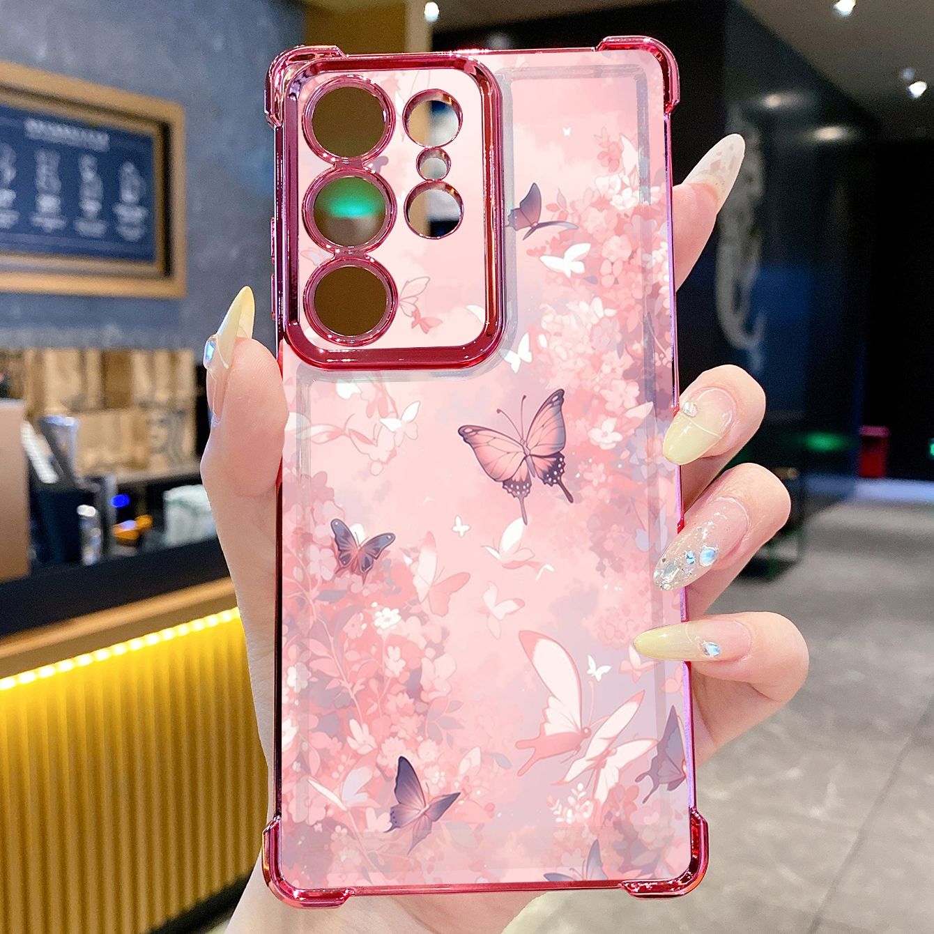 for Samsung Galaxy S26 Ultra S25 Edge S24 Plus A55 Plating Phone Case Shockproof Cover Butterfly Flower