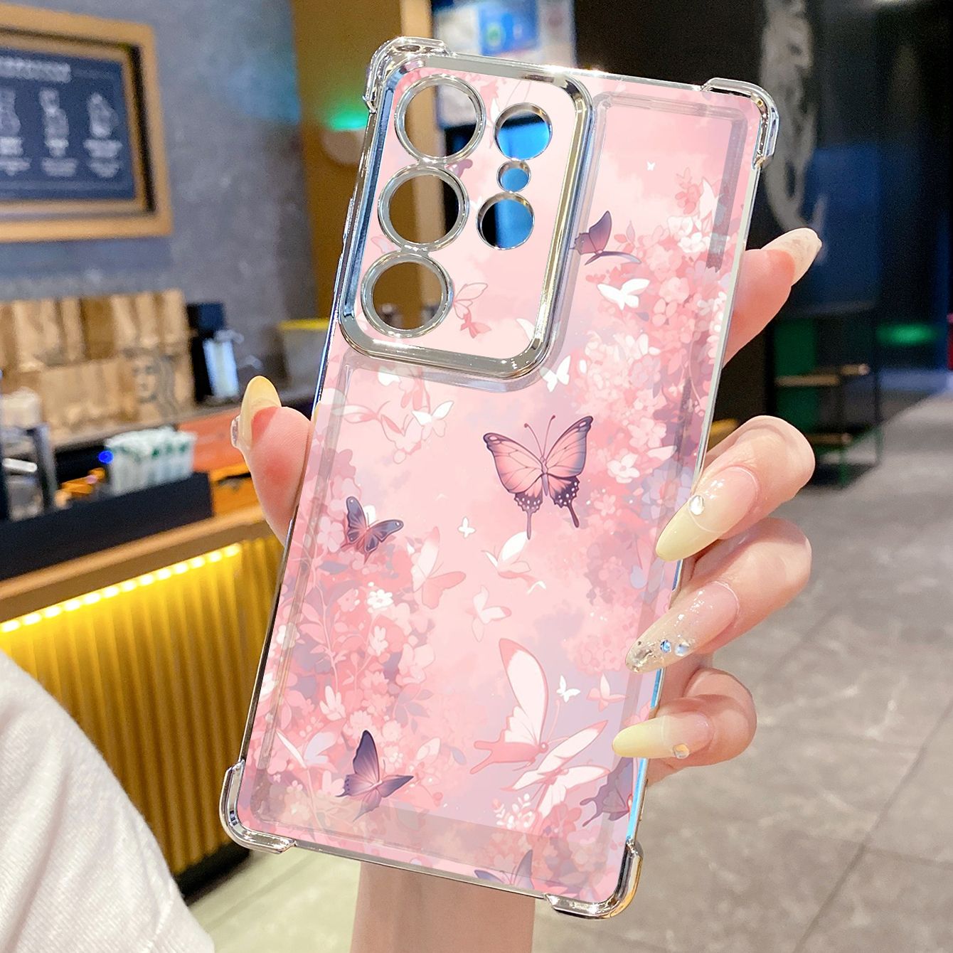 for Samsung Galaxy S26 Ultra S25 Edge S24 Plus A55 Plating Phone Case Shockproof Cover Butterfly Flower