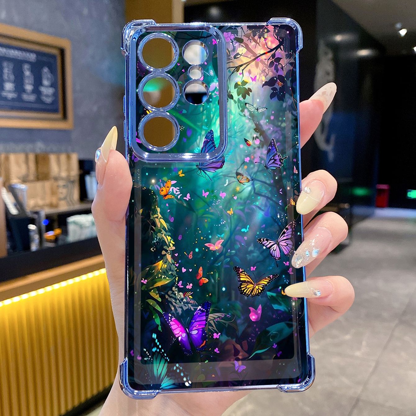 for Samsung Galaxy S26 Ultra S25 Edge S24 Plus A55 Plating Phone Case Shockproof Cover Butterfly Flower