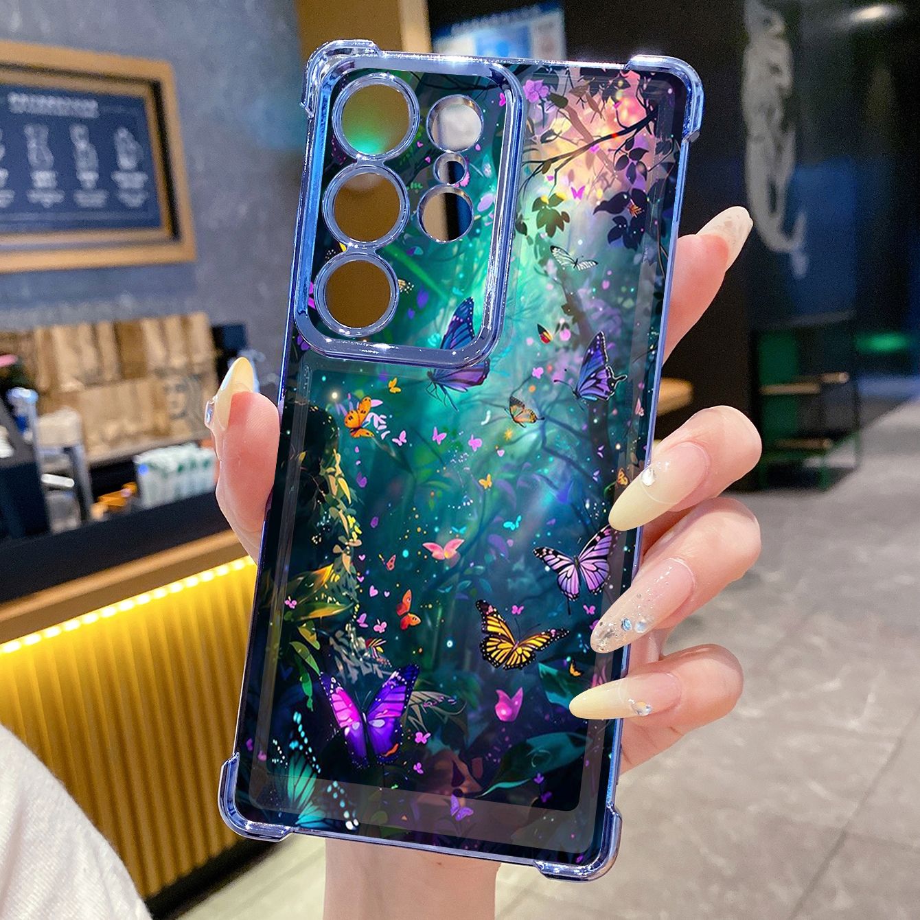 for Samsung Galaxy S26 Ultra S25 Edge S24 Plus A55 Plating Phone Case Shockproof Cover Butterfly Flower