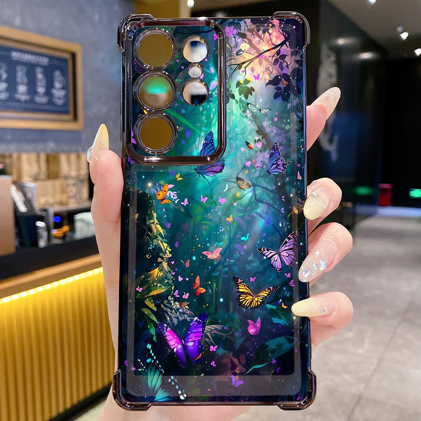 for Samsung Galaxy S26 Ultra S25 Edge S24 Plus A55 Plating Phone Case Shockproof Cover Butterfly Flower