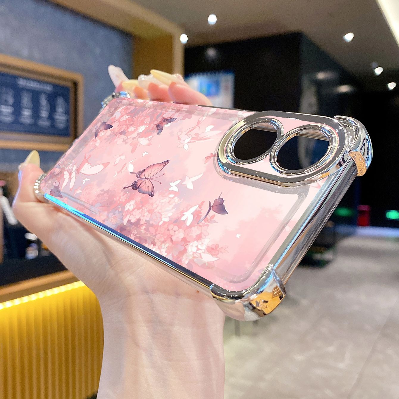 for OPPO A38 A5 Pro Realme C63 C51 C75 VIVO Plating Phone Case Shockproof Cover Butterfly Flower