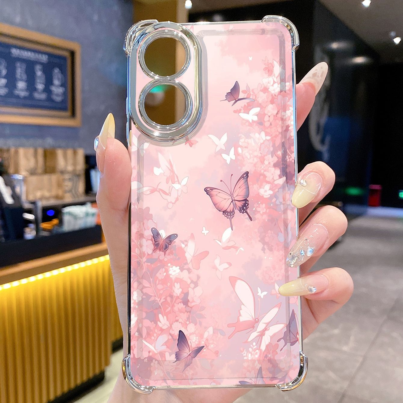 for OPPO A38 A5 Pro Realme C63 C51 C75 VIVO Plating Phone Case Shockproof Cover Butterfly Flower
