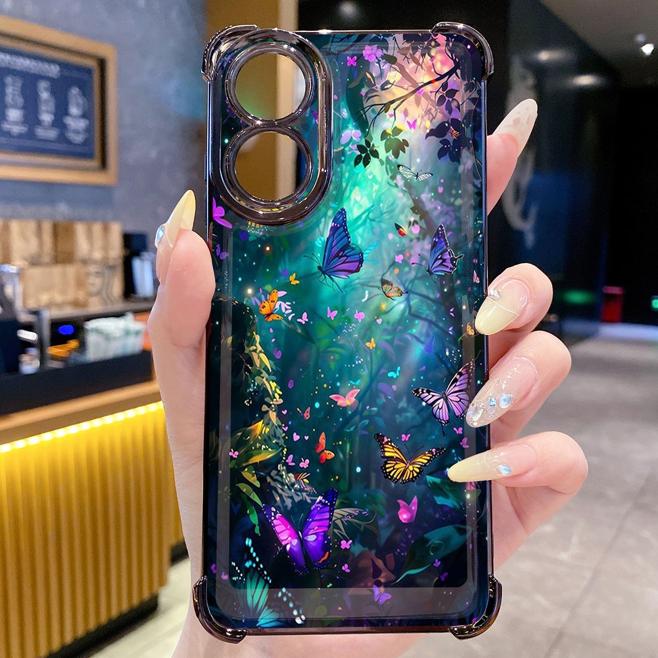 for OPPO A38 A5 Pro Realme C63 C51 C75 VIVO Plating Phone Case Shockproof Cover Butterfly Flower