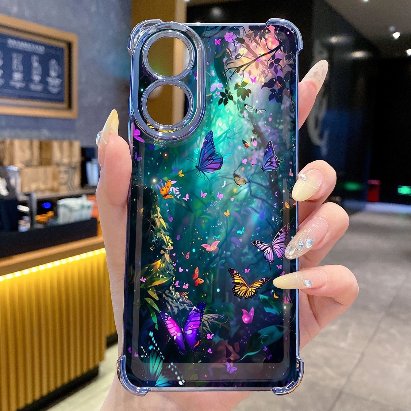 for OPPO A38 A5 Pro Realme C63 C51 C75 VIVO Plating Phone Case Shockproof Cover Butterfly Flower