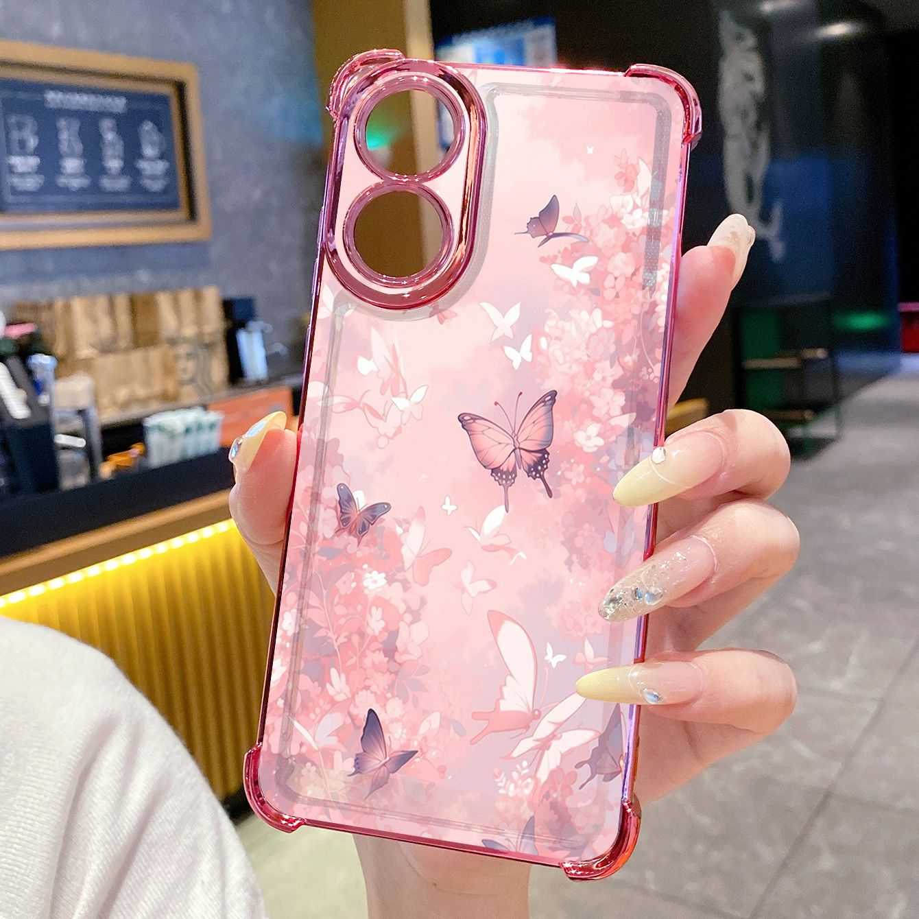 for OPPO A38 A5 Pro Realme C63 C51 C75 VIVO Plating Phone Case Shockproof Cover Butterfly Flower