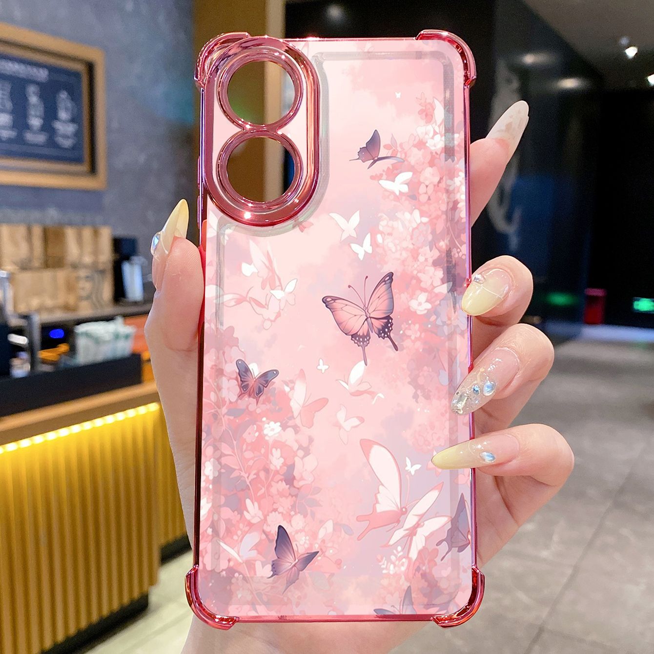 for OPPO A38 A5 Pro Realme C63 C51 C75 VIVO Plating Phone Case Shockproof Cover Butterfly Flower