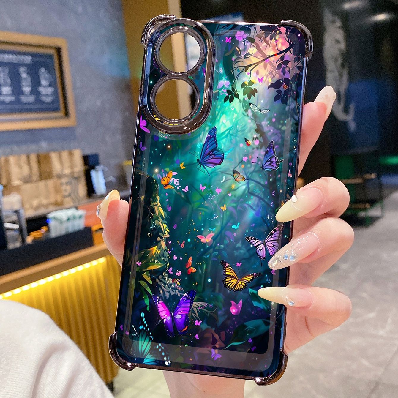 for OPPO A38 A5 Pro Realme C63 C51 C75 VIVO Plating Phone Case Shockproof Cover Butterfly Flower
