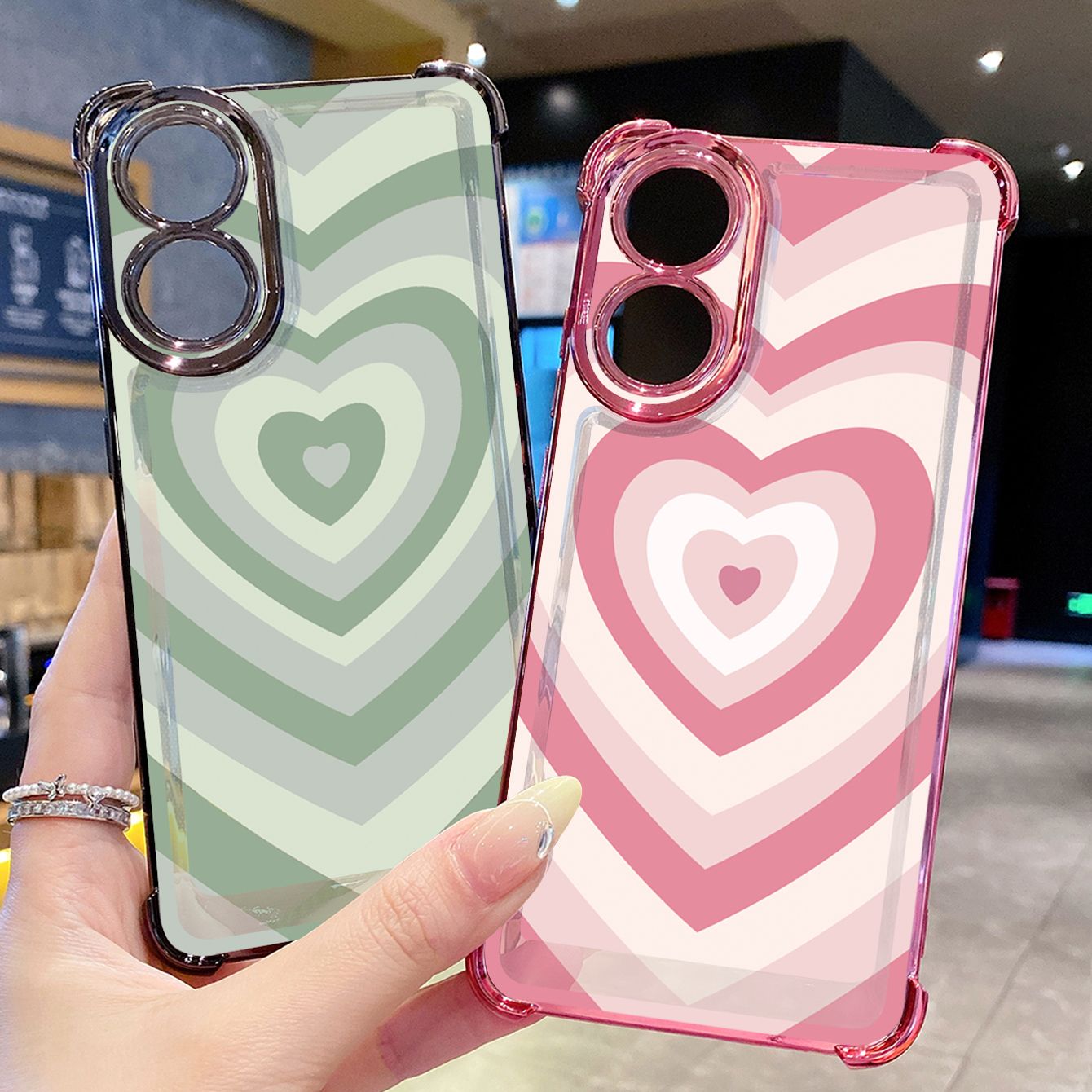 for OPPO A38 A5 Pro Realme C63 C51 C75 VIVO Plating Phone Case Shockproof Cover Couple Heart
