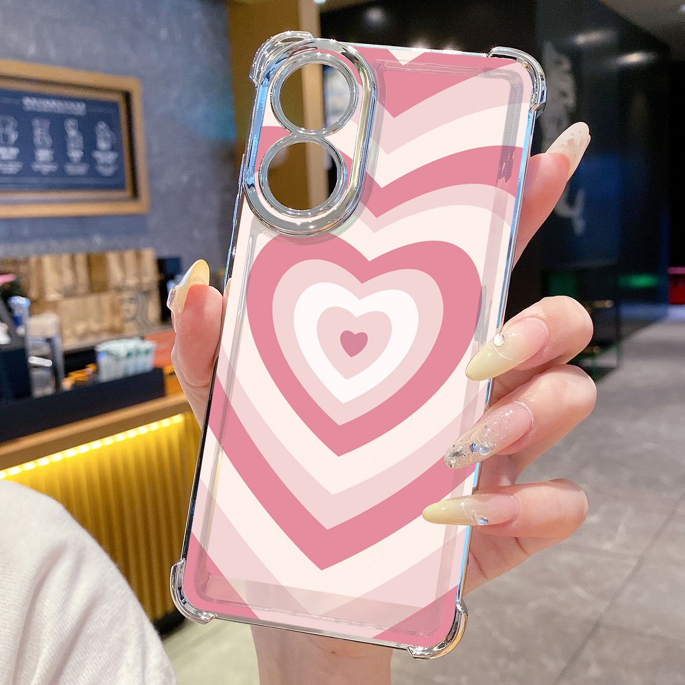 for OPPO A38 A5 Pro Realme C63 C51 C75 VIVO Plating Phone Case Shockproof Cover Couple Heart