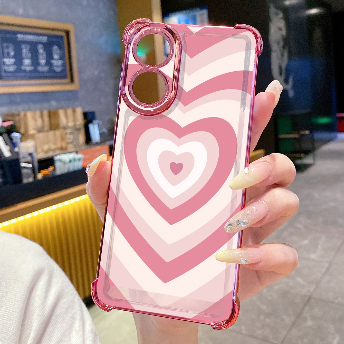for OPPO A38 A5 Pro Realme C63 C51 C75 VIVO Plating Phone Case Shockproof Cover Couple Heart