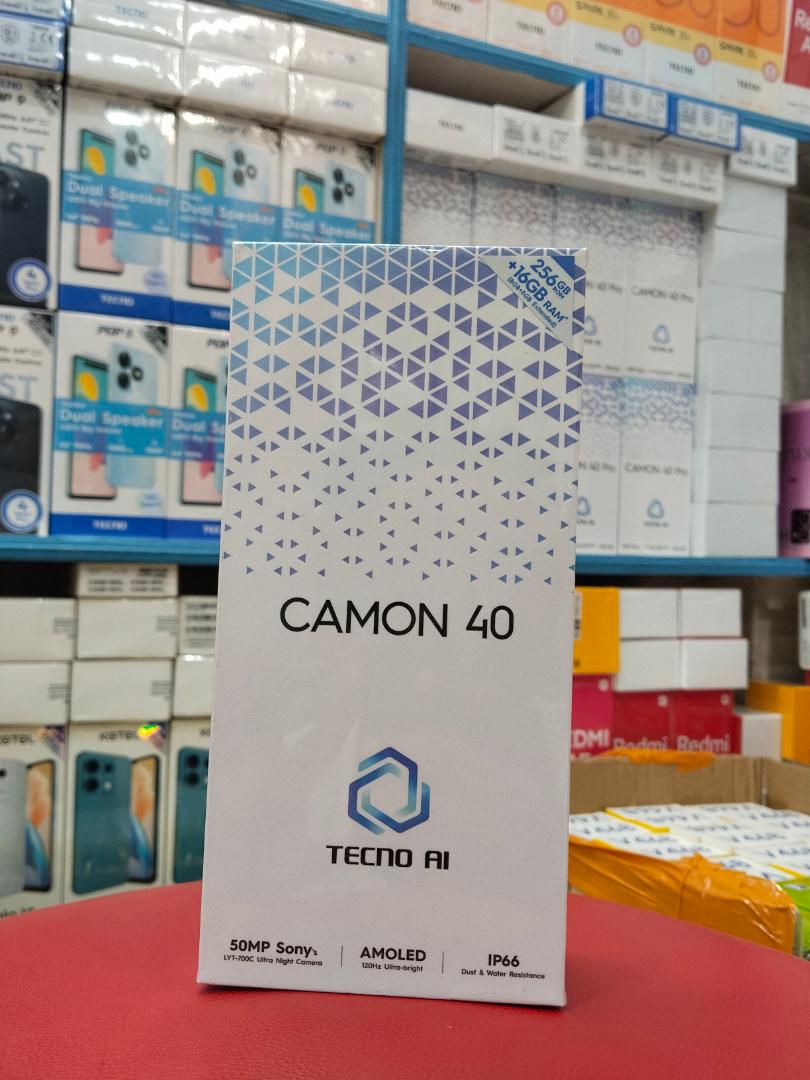 Tecno Camon 40 120Hz FHD+ AMOLED display · Always-on display · Helio G100 Ultimate gaming processor · Dual stereo speakers · 32MP selfie camera · IP66 full protection,5200Mah battery 45W charger