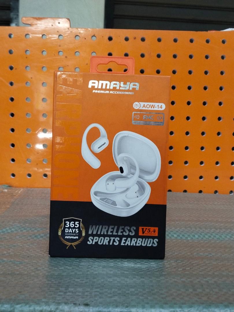 AMAYA AOW-14 wireless sports earphones has Active noise cancellation on calls and Environmental Noise cancellation Bluetooth version 5.0 and above connection distance of up to 10m