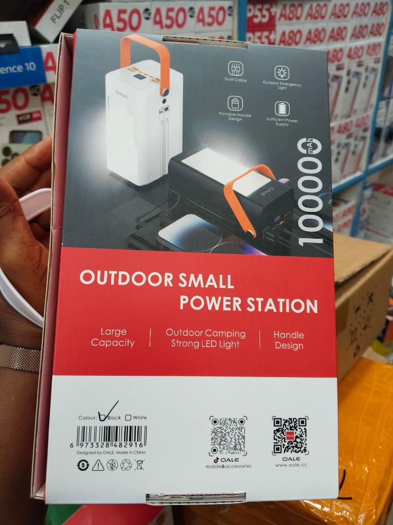 OALE P100000,100000Mah powerbank,22.5W,5 output port ,3 input ports ,portable handle design  and a flashlight