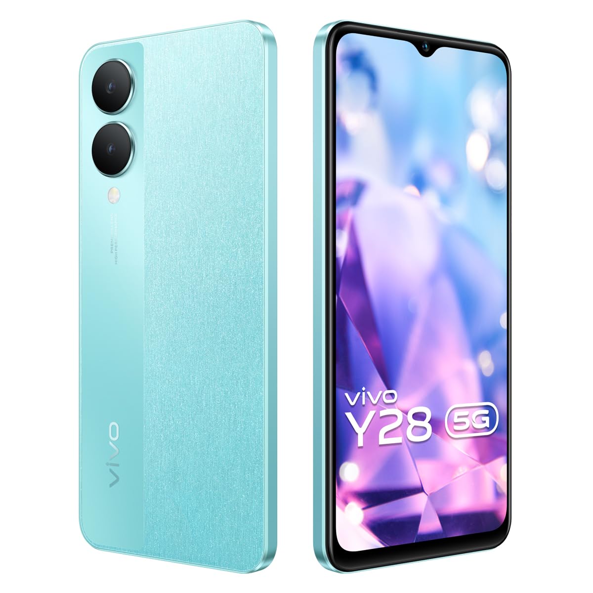 VIVO Y28 featuring a 6000 mAh long-life battery, HD 50MP+2MP cameras with dynamic light, up to 8 GB+8 GB Extended 256gb storage 6.68" 90Hz display android 14 funtouch 14 mediatek G85 50mp rear camera