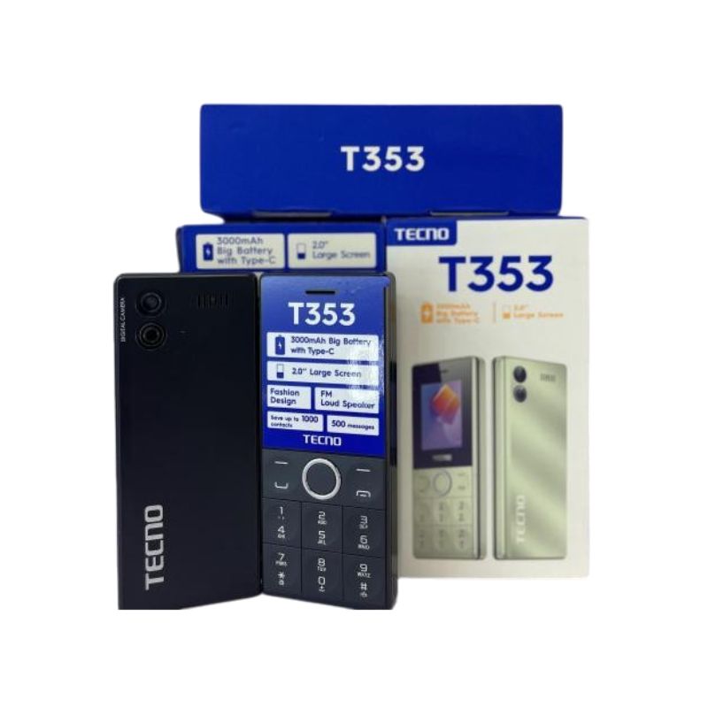 TECNO T353 – 2.0" Display, Dual SIM, 3000mAh Battery ,Wireless FM, 4MB ROM + 4MB ROM and Flashlight