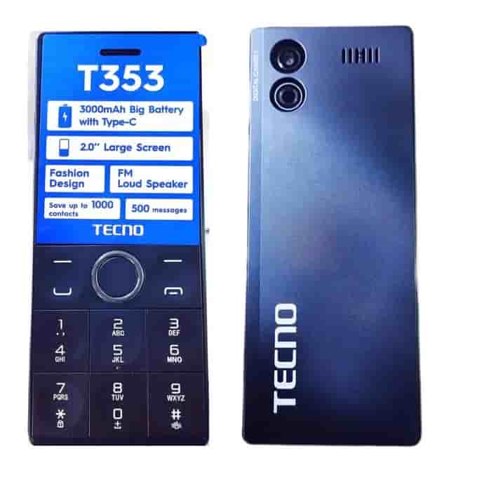 TECNO T353 – 2.0" Display, Dual SIM, 3000mAh Battery ,Wireless FM, 4MB ROM + 4MB ROM and Flashlight