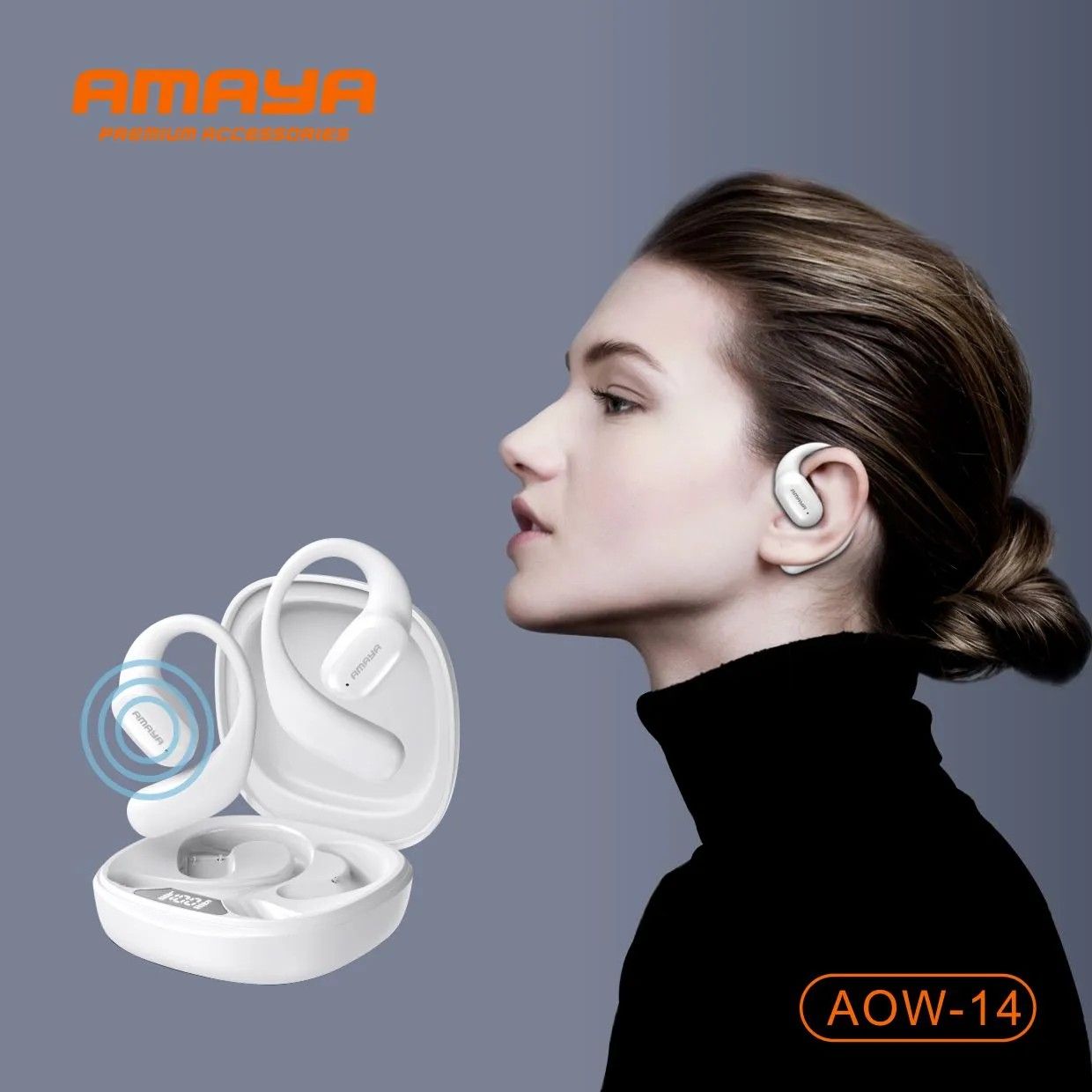 AMAYA AOW-14 wireless sports earphones has Active noise cancellation on calls and Environmental Noise cancellation Bluetooth version 5.0 and above connection distance of up to 10m