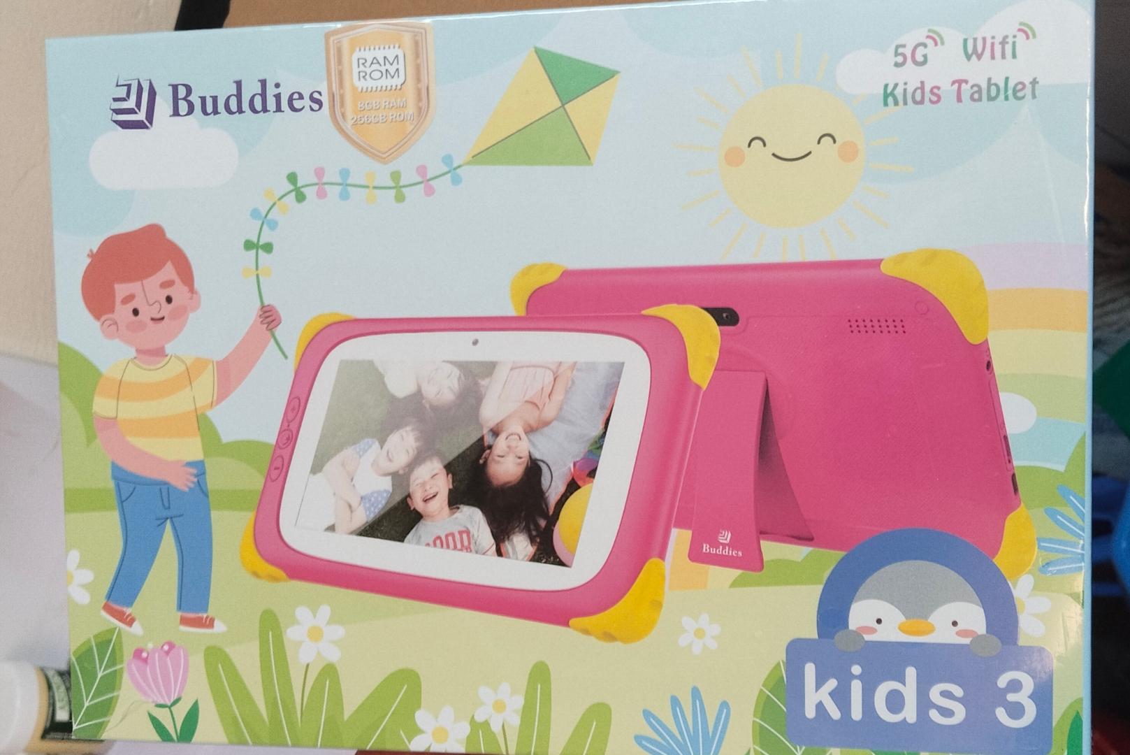 BUDDIES KIDS 3 STUDY 5G , WIFI,  256GB STORAGE,  7" HIGH DEFINITION TABLETS RAM 8GB,ROM 256GB , 4000mAh BATTERY, WITH BOTH SIM CARD SLOT AND MEMORY CARD SLOT WITH KIDS TOYS IN PACKAGE.
