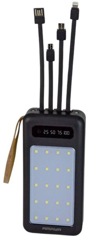 AMAYA APB-D27 20000mAh POWER BANK – LED LIGHT, DIGITAL DISPLAY, FAST CHARGING,WITH DETACHABLE 4-in-1 CABLE