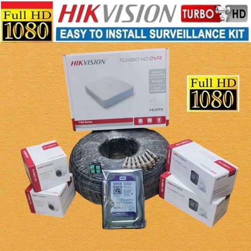 Hikvision 4 HD Remote Viewing 1080P Full HD CCTV Cameras Full System Kit -With 8 Channel DVR & 50M Cable