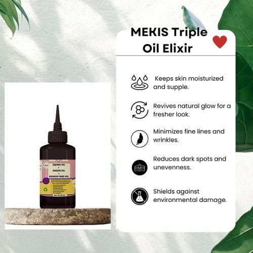 Mekis Jojoba,,Argan & Rosehip Seed Oil-For Hydration, Radiance & Renewal