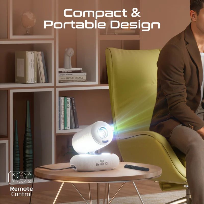 Projectors 4K Compatible HD Wireless LCD Projector with Built-In Speaker & Ambient RGB light