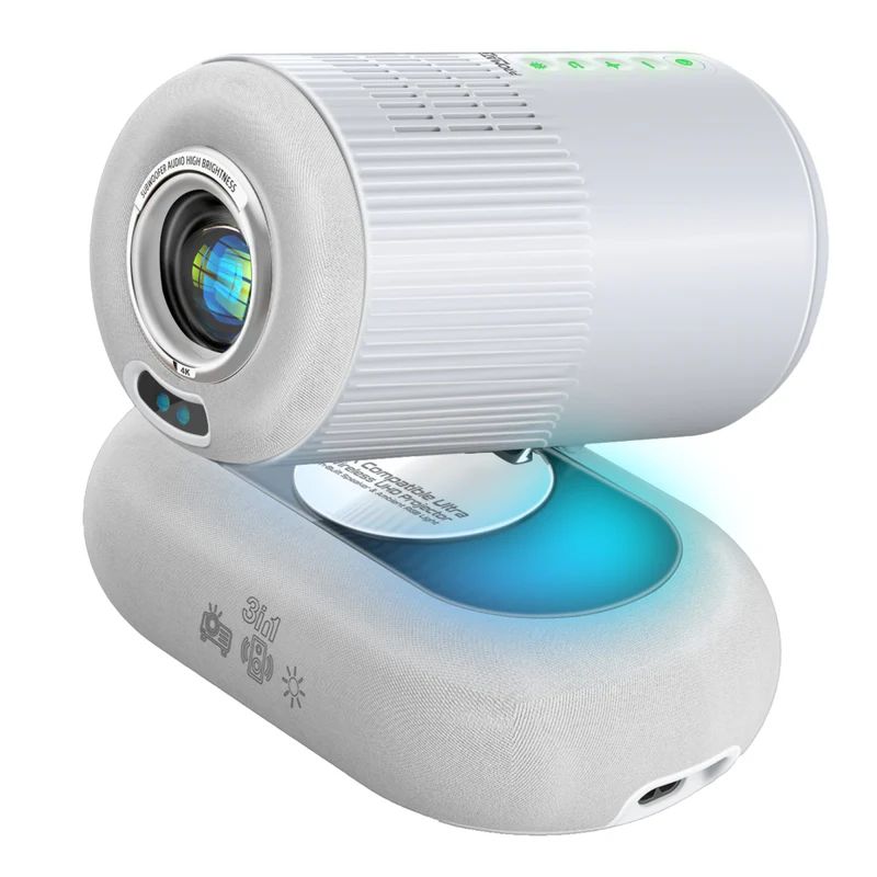 Projectors 4K Compatible HD Wireless LCD Projector with Built-In Speaker & Ambient RGB light