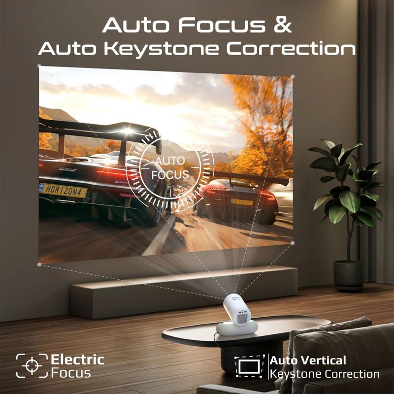 Projectors 4K Compatible HD Wireless LCD Projector with Built-In Speaker & Ambient RGB light