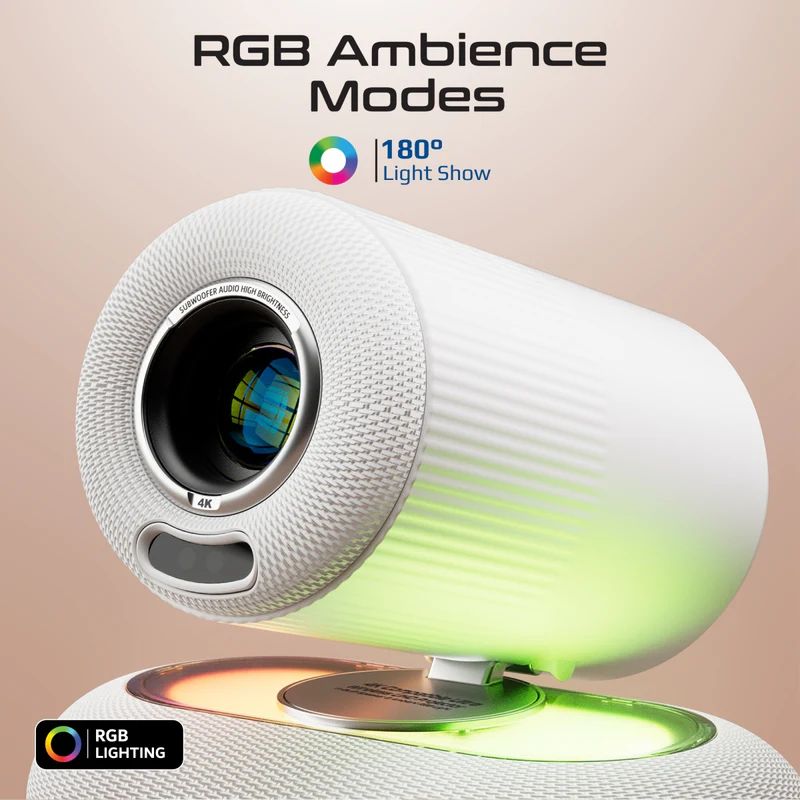 Projectors 4K Compatible HD Wireless LCD Projector with Built-In Speaker & Ambient RGB light