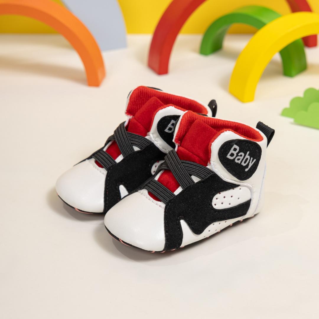 High top baby sneakers letters print soft sole anti-slip prewalkers shoes for baby boy casual shoes