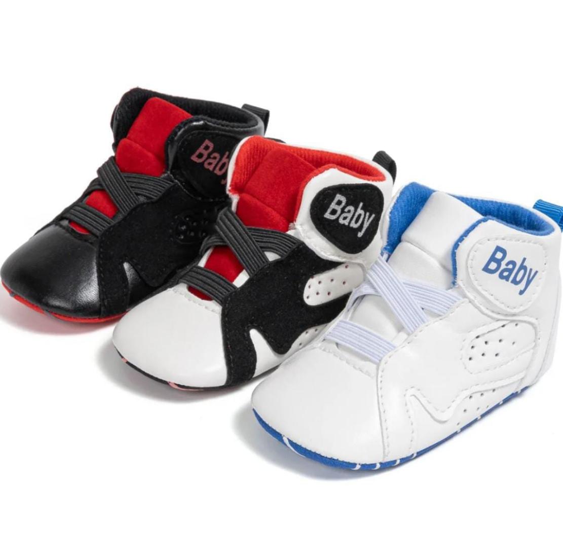 High top baby sneakers letters print soft sole anti-slip prewalkers shoes for baby boy casual shoes
