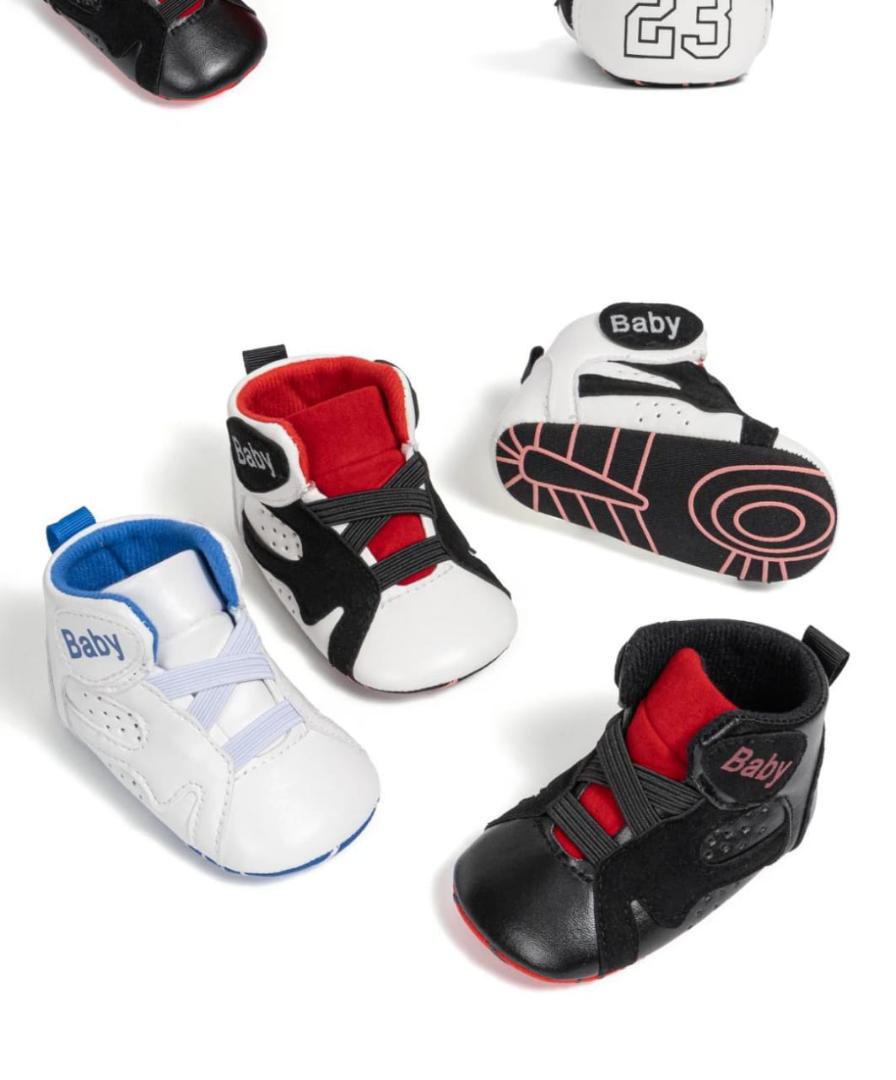 High top baby sneakers letters print soft sole anti-slip prewalkers shoes for baby boy casual shoes